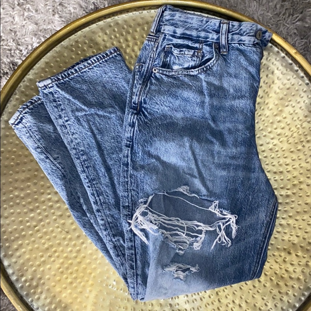 Acid wash mom jeans